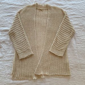 Eileen Fisher Cotton/Linen Blend Cardigan Sweater Size S (Cream/Off White/Beige)